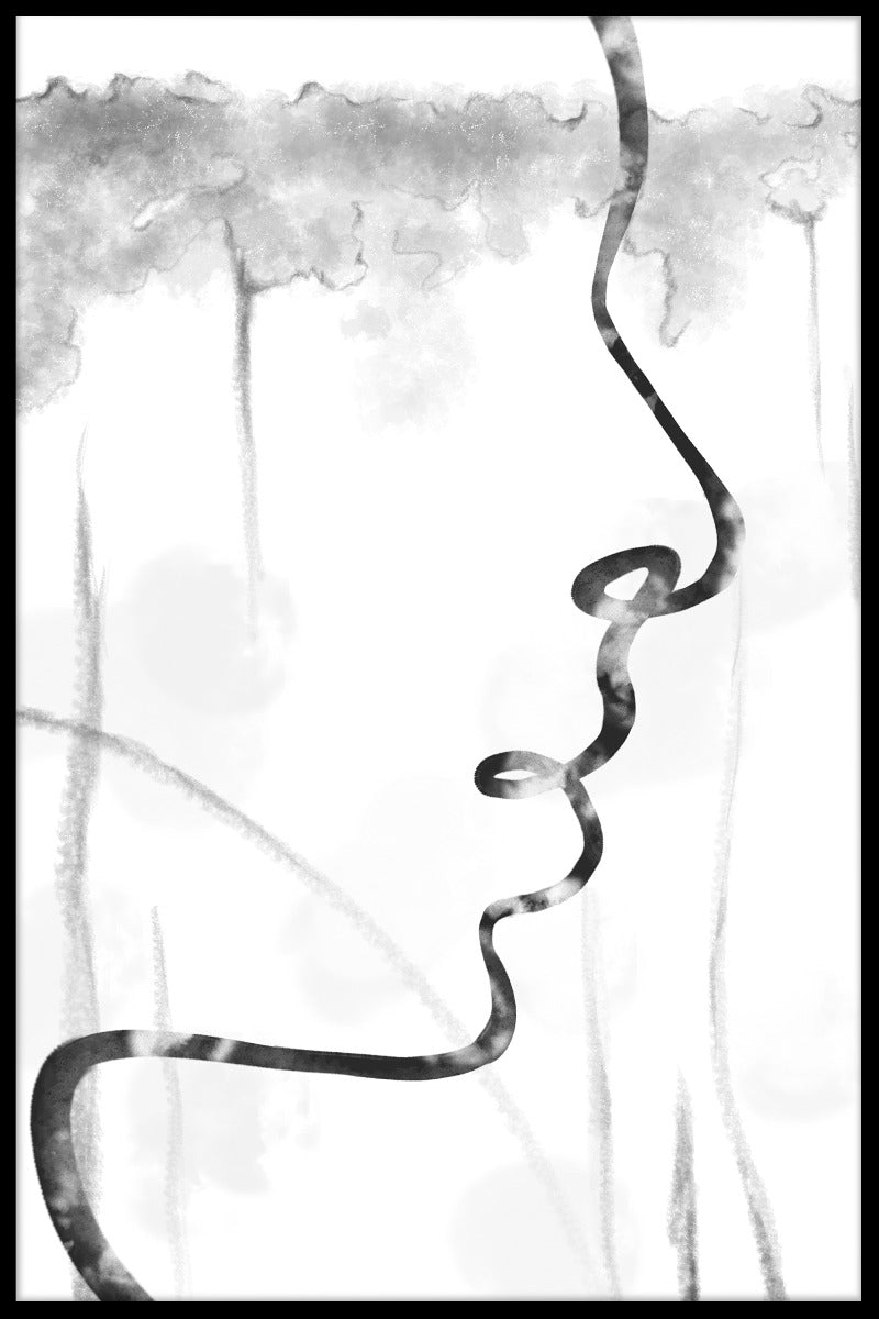 Abstrakt Face Line Art poster