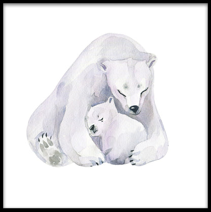 Polar Bear Love Akvarellposter