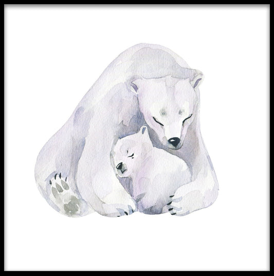 Polar Bear Love Akvarellposter
