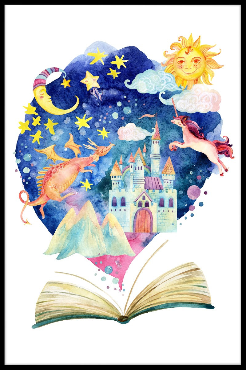 Akvarell barnbok äventyr poster