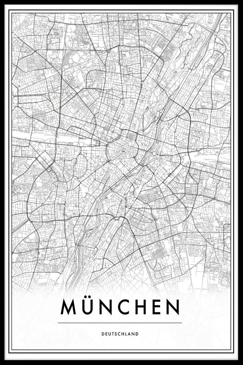 München Tyskland Kartposter