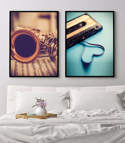 Saxofon och anteckningar Vintage poster