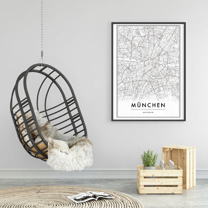 München Tyskland Kartposter